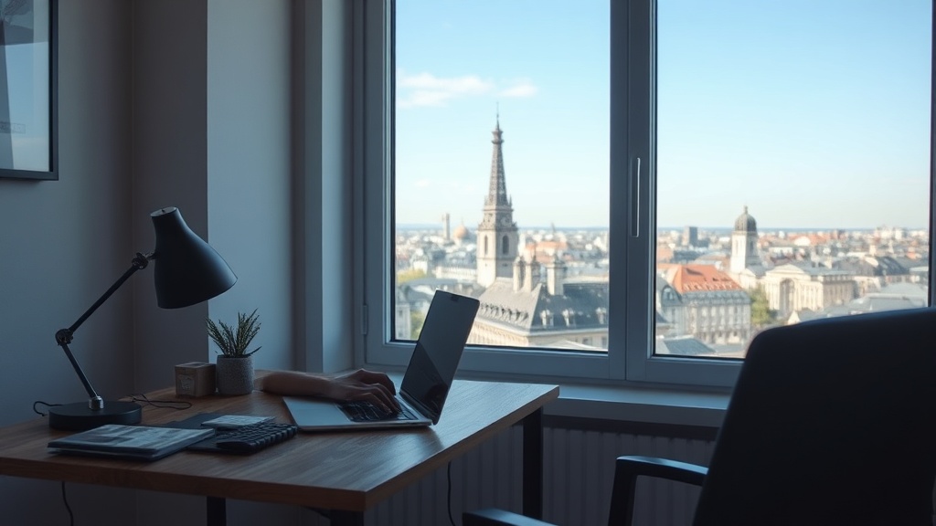 Personne consultant un ordinateur portable près d'une fenêtre